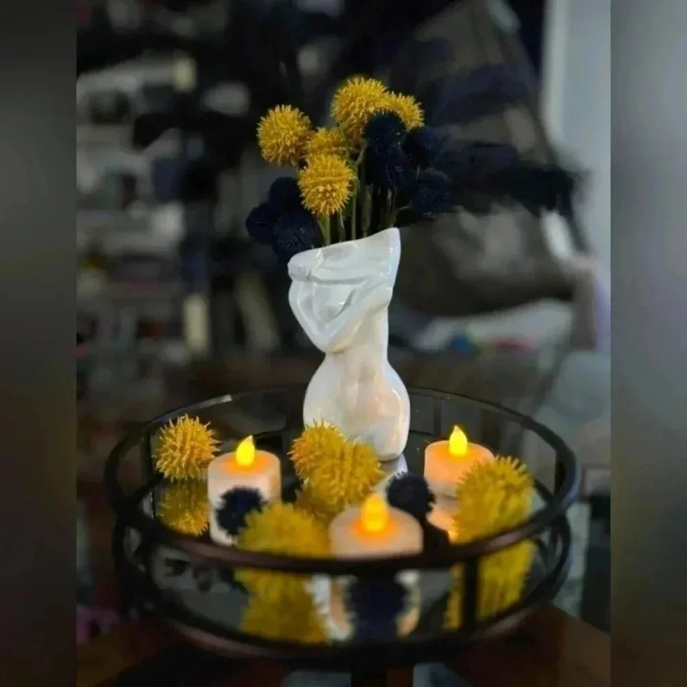 Women's silhouette white vase accent home decor resin piece for decoration